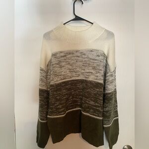Stylish Women's Sweater - Cream, Gray, and Green